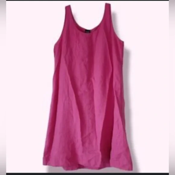 Eileen Fisher | Dresses | Eileen Fisher Pink Linen Tank Aline Dress Sz L |  Poshmark